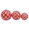 Kingston Living Set of 3 Red and White Scaly Ceramic Spherical Orbs Tabletop Decor 6"